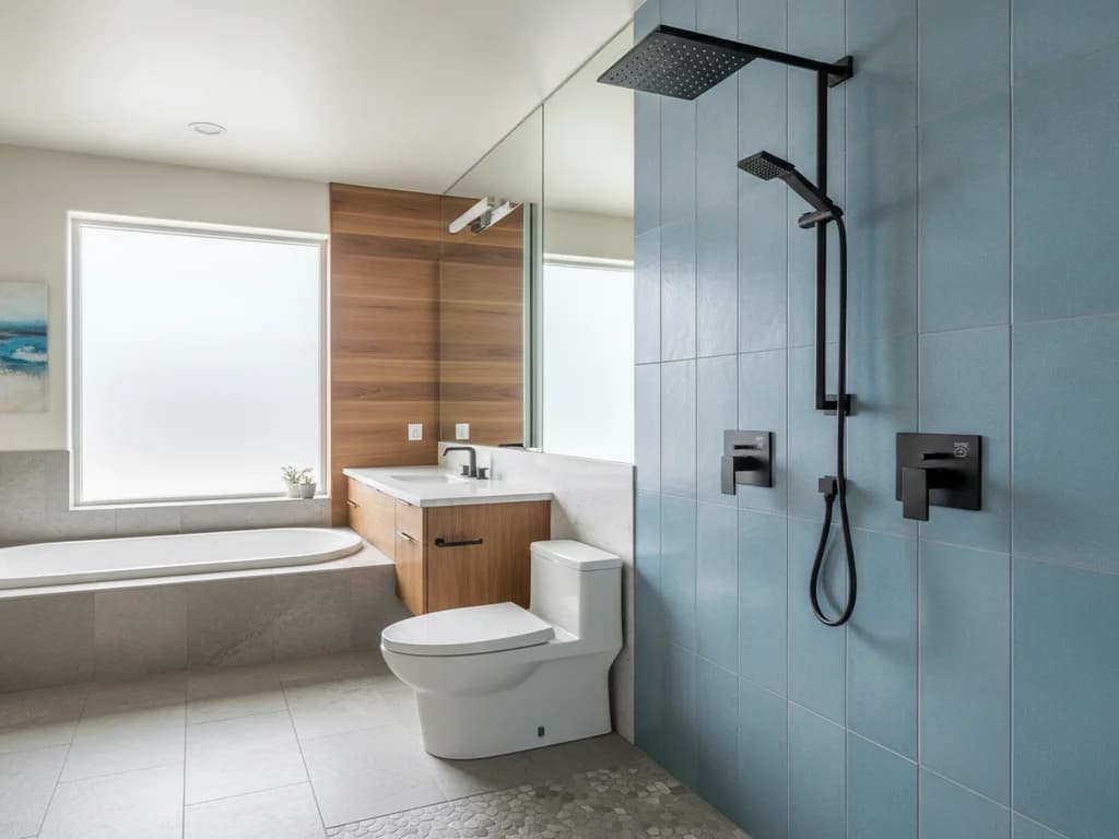 WaterSense low-flow showerhead and dual-flush toilet control