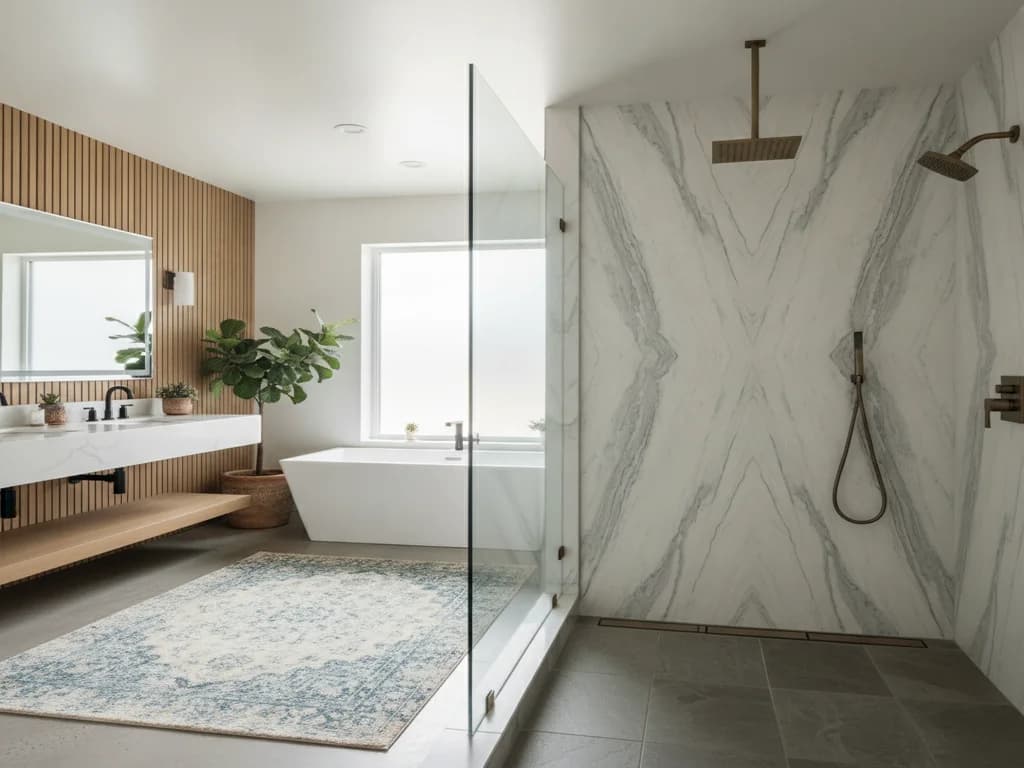 Quartz Shower Walls vs. Tile: The Slab-Wall Trend, Honestly Compared