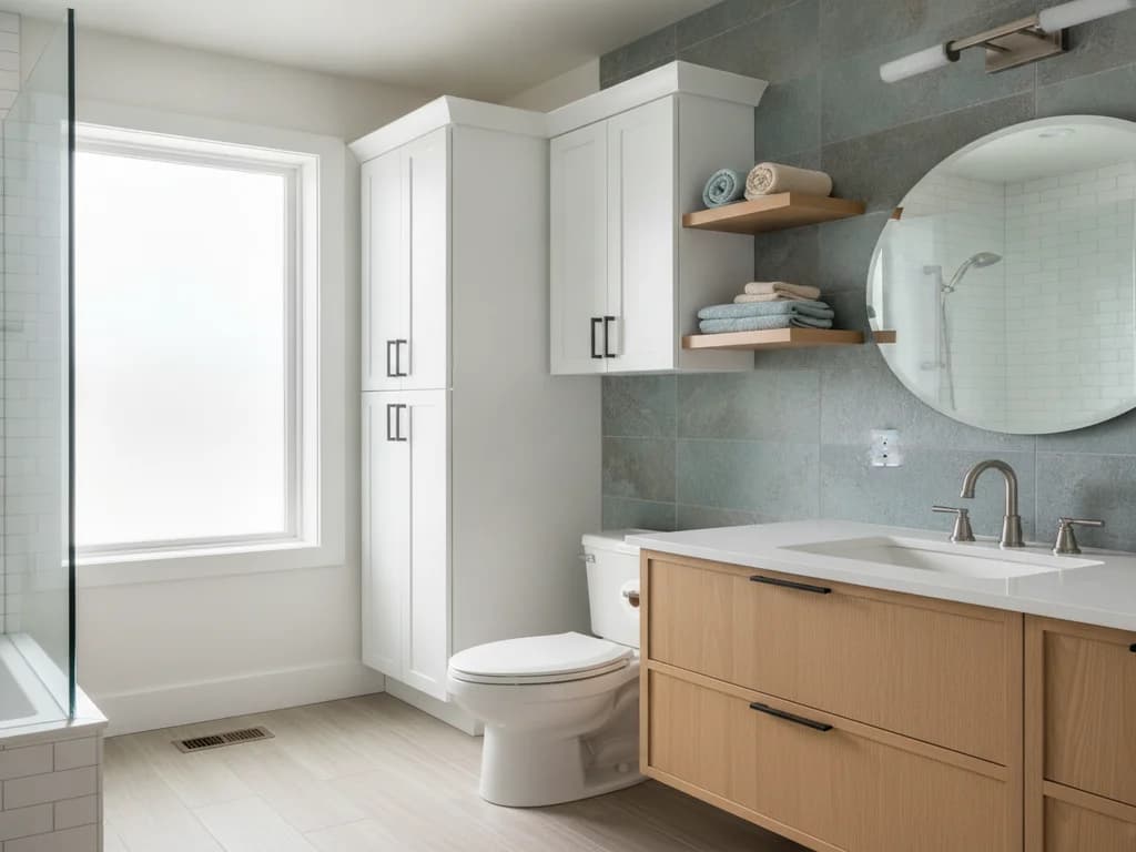 Replacing Bathroom Cabinets: Linen Towers, Wall Cabinets, and Storage