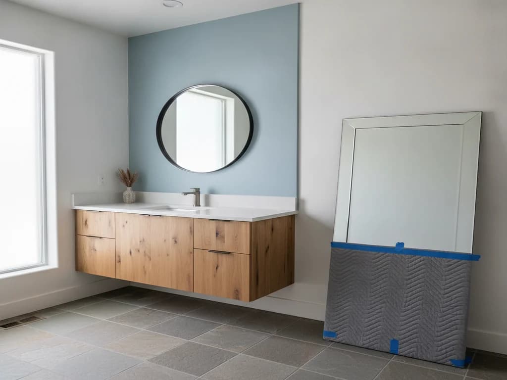 Replacing a Bathroom Mirror: Getting the Glued Builder Slab Off the Wall